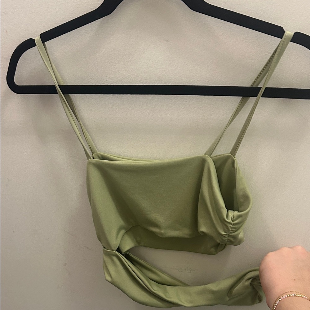 SHEIN Light Green Gathered Top